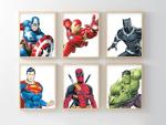 Superhero Wall Art Set for Kids' Room