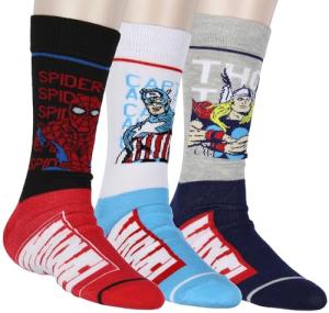 Marvel Superhero Crew Socks 3-Pack: Spiderman, Thor, Captain America
