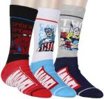 Marvel Superhero Crew Socks 3-Pack: Spiderman, Thor, Captain America