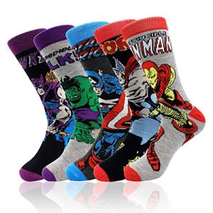 Superhero Cartoon Patterned Dress Socks - 5 Pack