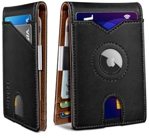 Miyozi Leather Airtag Wallet with Money Clip