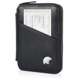 Leather Travel Passport Wallet with AirTag Slot