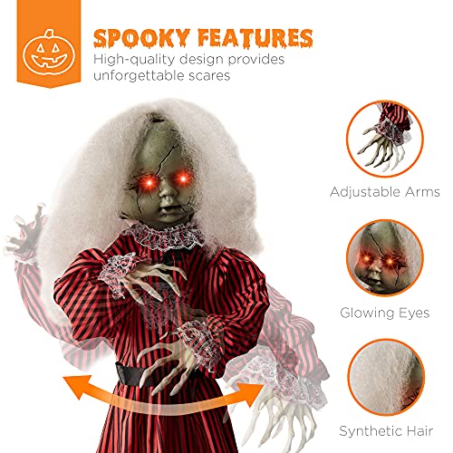 Creepy Doll Halloween Decoration with LED Eyes