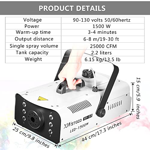 1500 Watt Fog Machine with LED Lights & Remote