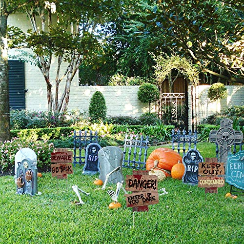 3 Halloween Garden Signs: Zombie, Vampire, Grave