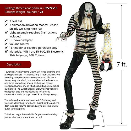 7' Evil Scary Animated Clown Prop