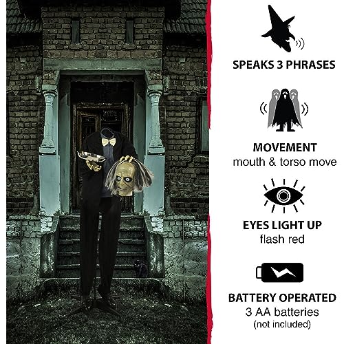 Life-Size Talking Headless Zombie Butler Decoration