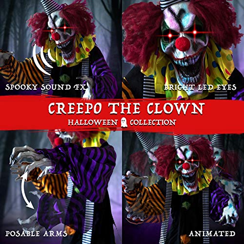 5ft 9in Animatronic Evil Clown Halloween Decoration