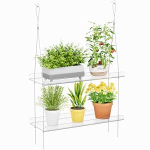 Lifewit Adjustable 2-Tier Acrylic Plant Shelves