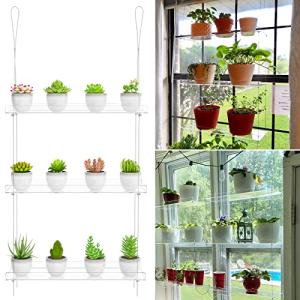 Adjustable 3-Tier Acrylic Window Plant Shelves