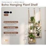 Wooden Window Plant Hanger with Shelves for Indoors