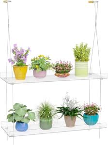 ZASIMO Adjustable 2-Tier Hanging Plant Shelves