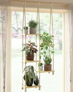 Boho Hanging Plant Shelves for Windows