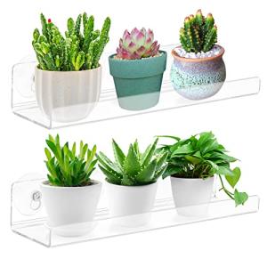 2-Pack Acrylic Window Plant Shelves with Suction Cups
