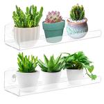2-Pack Acrylic Window Plant Shelves with Suction Cups