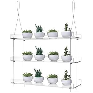 3-Tier Adjustable Hanging Plant Shelves for Windows