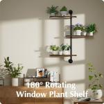 Rotating 3-Tier Wooden Window Plant Shelves