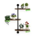 Rotating 3-Tier Wooden Window Plant Shelves