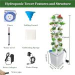 7 Layer 35 Pots Vertical Hydroponic Tower Garden System, Hydroponic Grow Tower Kit with Water Pump Timer Including & Smart Plug, for Vegetable Herb Fruit, Gardening Lover Plants Grow Kit Tower