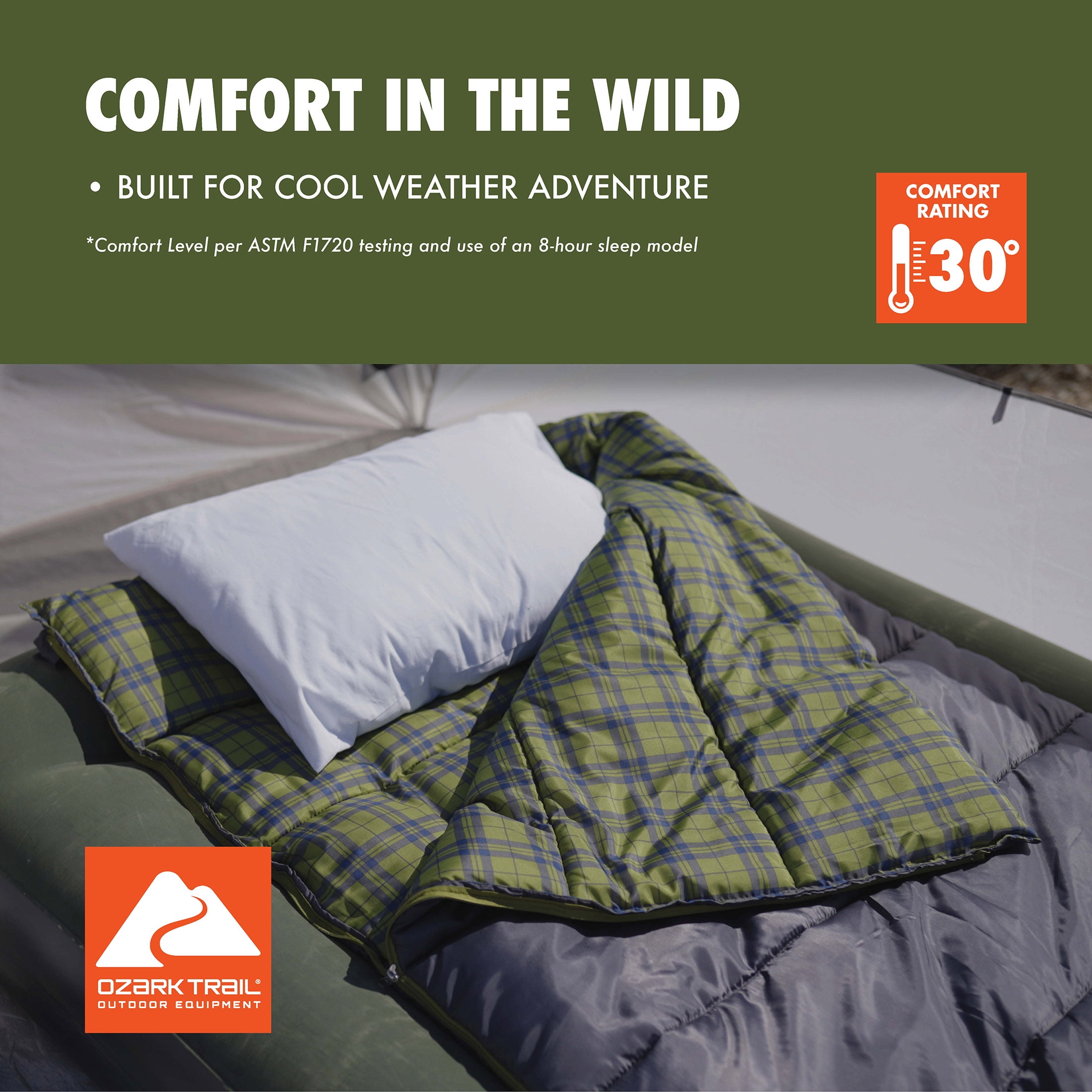 Ozark Trail 30-Degree Cool Weather Sleeping Bag, Gray