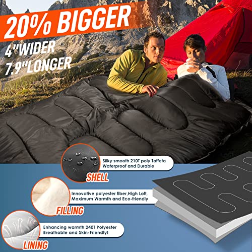 MEREZA XL Queen Size Double Sleeping Bag for Camping