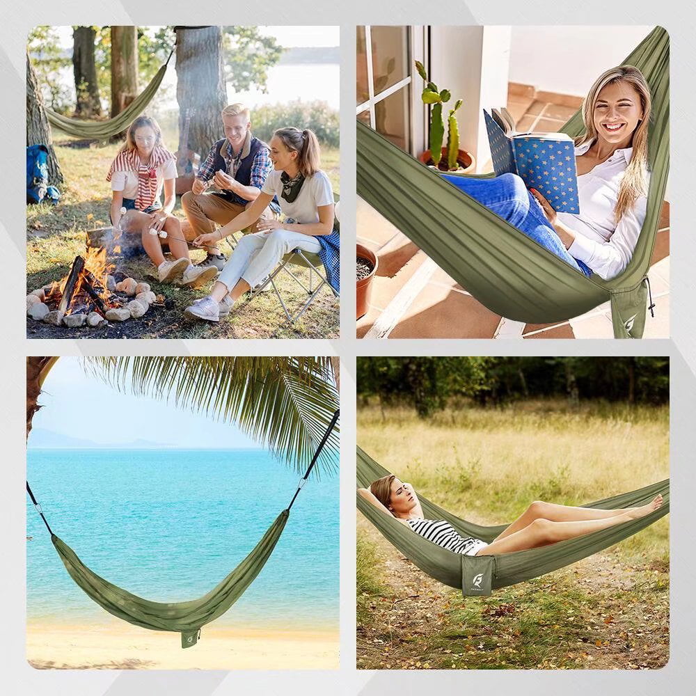Green Lightweight Camping Hammock - Supports 400 lbs