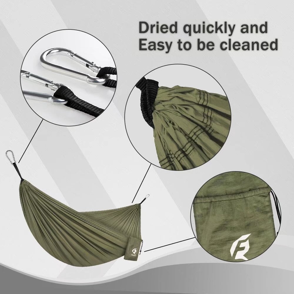 Green Lightweight Camping Hammock - Supports 400 lbs
