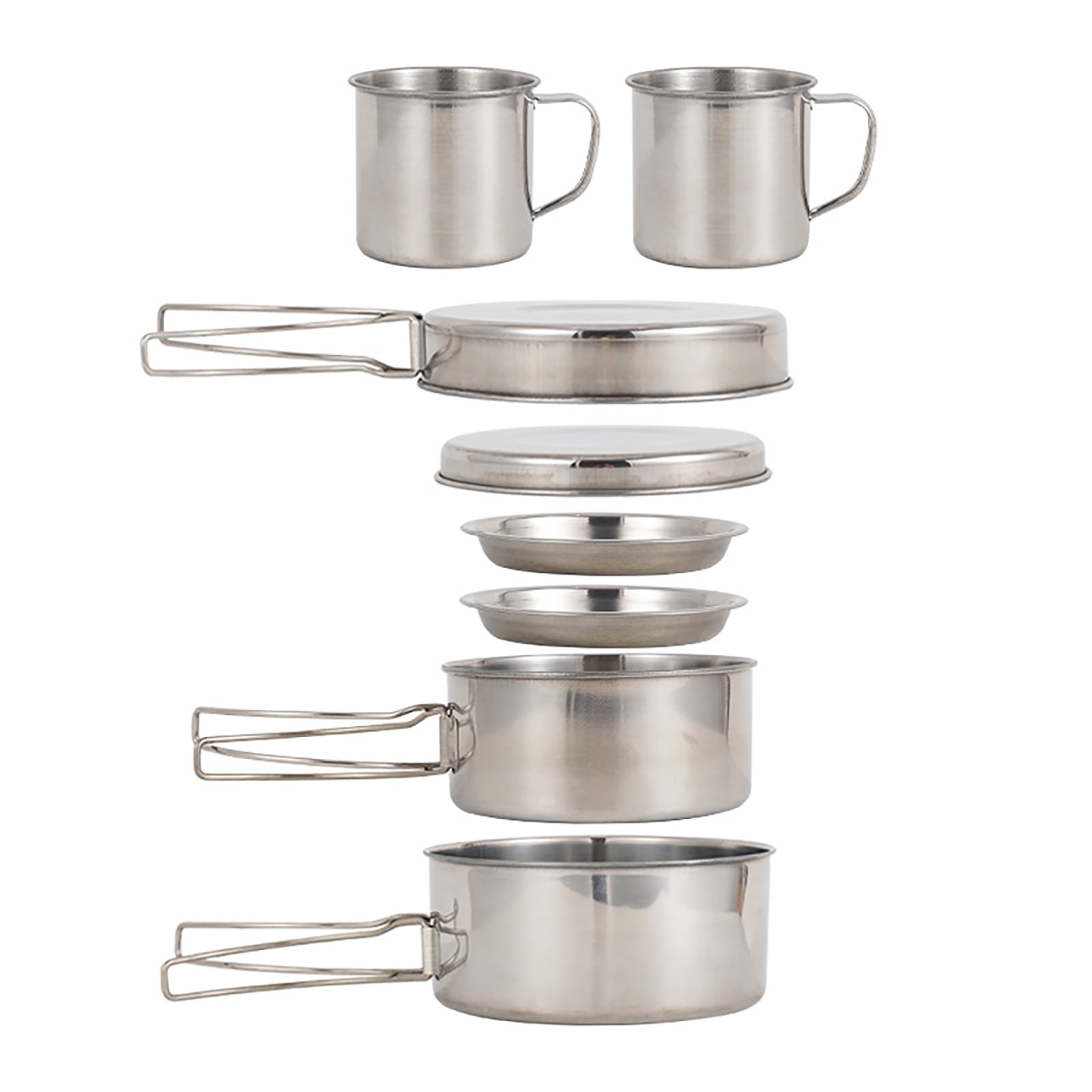 Stainless Steel Camping Cookware Set with Plates and Cups