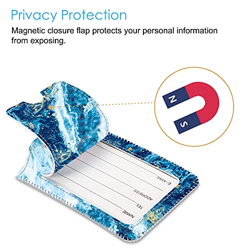 Travel Luggage Tags with Privacy Cover and Loop