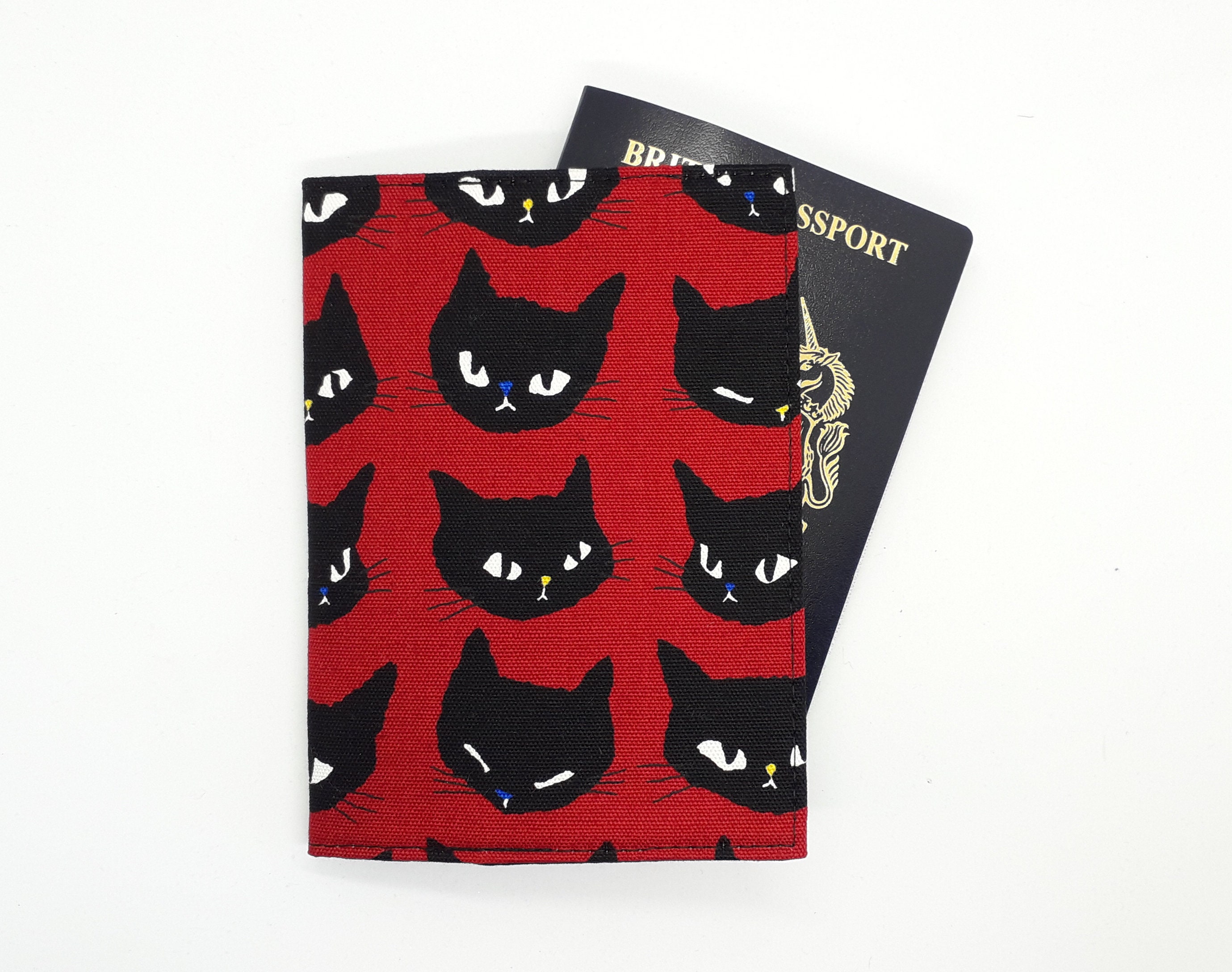 Red Black Cats Travel Set - Passport Holder & Luggage Tag
