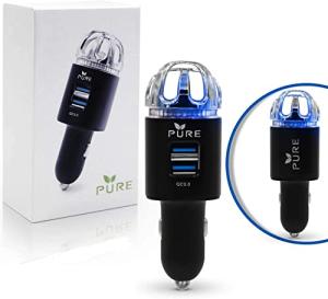 Car Air Purifier Ionizer with Dual USB Charger