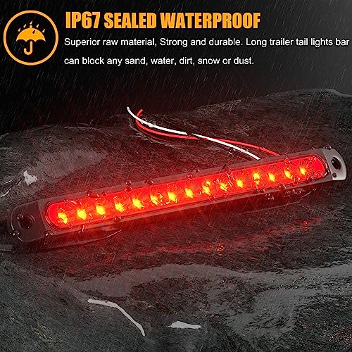 PSEQT 10" Red LED Waterproof Brake Light Bar