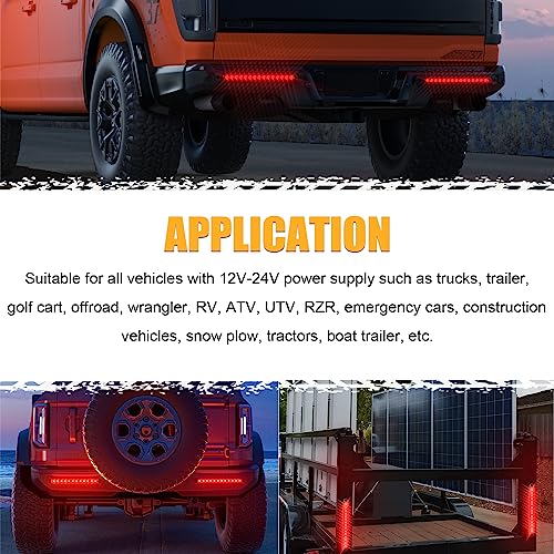 PSEQT 10" Red LED Waterproof Brake Light Bar