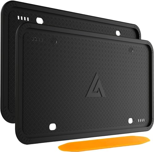 Aujen Black Silicone License Plate Frames - 2 Pack