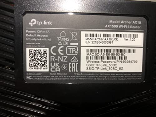 TP-Link Archer AX10 WiFi 6 AX1500 Router