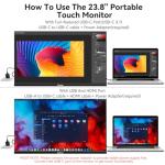 Portable 23.8" Touchscreen Monitor with Built-in Speaker