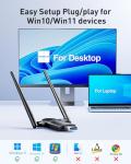 Wireless USB WiFi Adapter for PC - Nineplus 1300Mbps Dual 5Dbi Antennas 5G/2.4G WiFi Adapter for Desktop PC Laptop Windows11/10/8/7/Vista/XP, Wireless Adapters for Desktop Computer Network Adapters