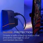 Titan 6-Outlet Surge Protector, LED Light Strip with Full Spectrum Color-Select, Outlet Extender, Compatible with Power Gaming PC, Laptop, Computer Setup, PS4, PS5, Xbox, Black, 57365