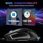 AULA Gaming Mouse, 12800 DPI RGB Wired Gaming Mouse with 13 Backlit Modes & 6 Programmable Macro Buttons, PC Gaming Mice Support DIY Keybinding, Mouse Gamer for Laptop PC Mac, universal, Black