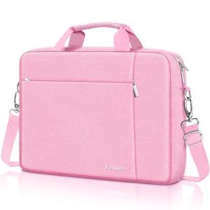 Ferkurn Laptop Bag Case for Women Men Computer Bag Compatible with HP Envy Pavilion Omen/LG Gram/MSI/Dell Inspiron XPS/Lenovo/Acer, Shoulder Strap Carrying Messenger Briefcase, Pink, 15.6 16 Inch