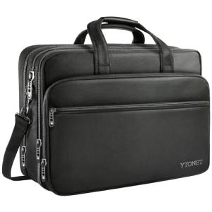 Ytonet Gaming Laptop Briefcase 18 Inch, Expandable Extra Large Case for Computer, Water Resistant Bag for Men With Luggage Strap, Work Travel Carrying Case, Black