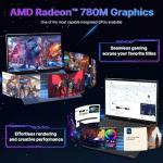 NIMO 17.3 Gaming-Laptop Ryzen 9 8945HS (>i9-13900H) 16GB RAM, 1TB SSD, Radeon 780M, PD 100W USB-C 4.0 AI-Enhanced for Copilot VR Ready, Backlit KB Fingerprint Unlock, Gaming Student Office Business