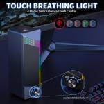Computer Speakers, 2 in 1 PC Speaker , Gaming Speakers for PC Computer Laptop Desktop Monitor, RGB Speakers with Touch Sensitive Lighting, USB Powered 3.5mm Aux（Package Only Two Speaker, No Soundbar）