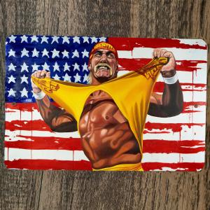 Hulk Hogan USA Flag Vintage Metal Wall Art