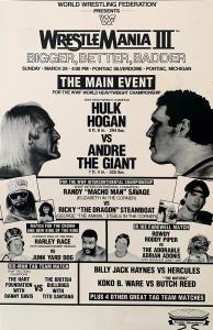 Hulk Hogan vs Andre the Giant Wrestlemania 3 Poster