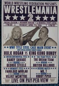 Hulk Hogan Signed WrestleMania 2 Match Poster