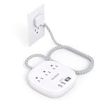 Flat Plug Power Strip with USB Ports for Travel