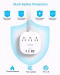 Flat Plug Power Strip with USB Ports for Travel
