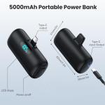 Compact 5000mAh USB-C Power Bank with LCD Display