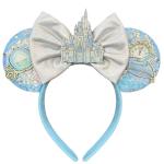 Blue Sequin Mouse Ears Headband with Bows
